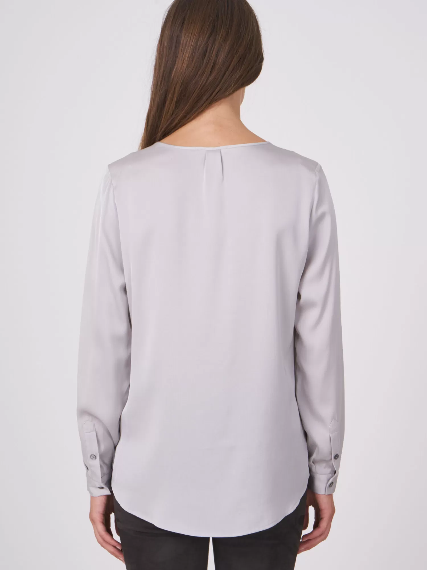 Online Zijden Blouse Met Split In De Hals Dames Blouses