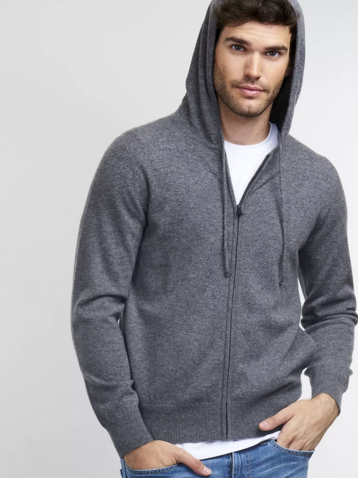 Outlet Zip-Hoodie Van Cashmere Heren Vesten