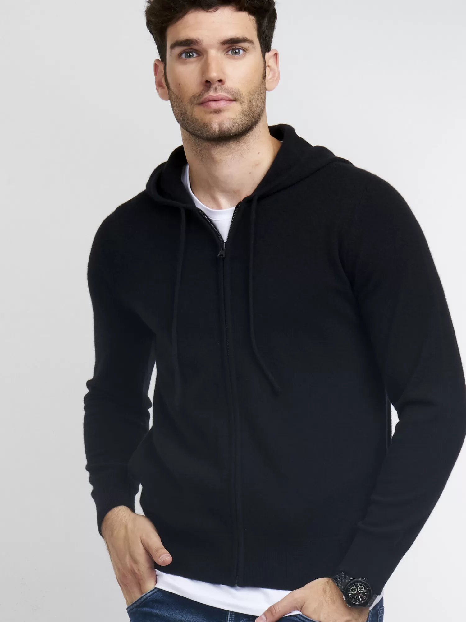 Sale Zip-Hoodie Van Cashmere Heren Vesten