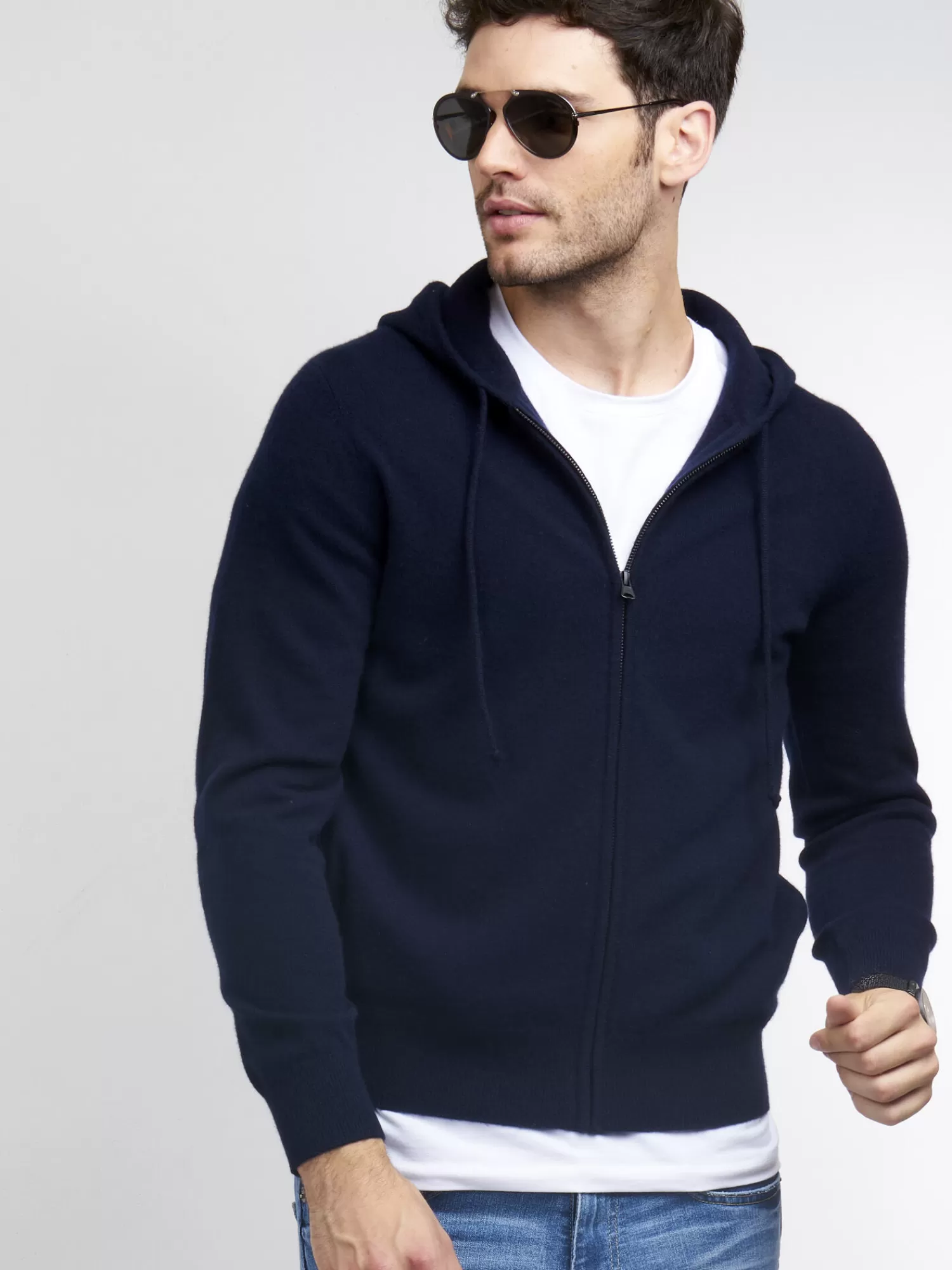 Clearance Zip-Hoodie Van Cashmere Heren Vesten